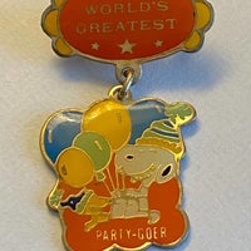Vintage Aviva Snoopy World's‎ Greatest Party-Goer Pin